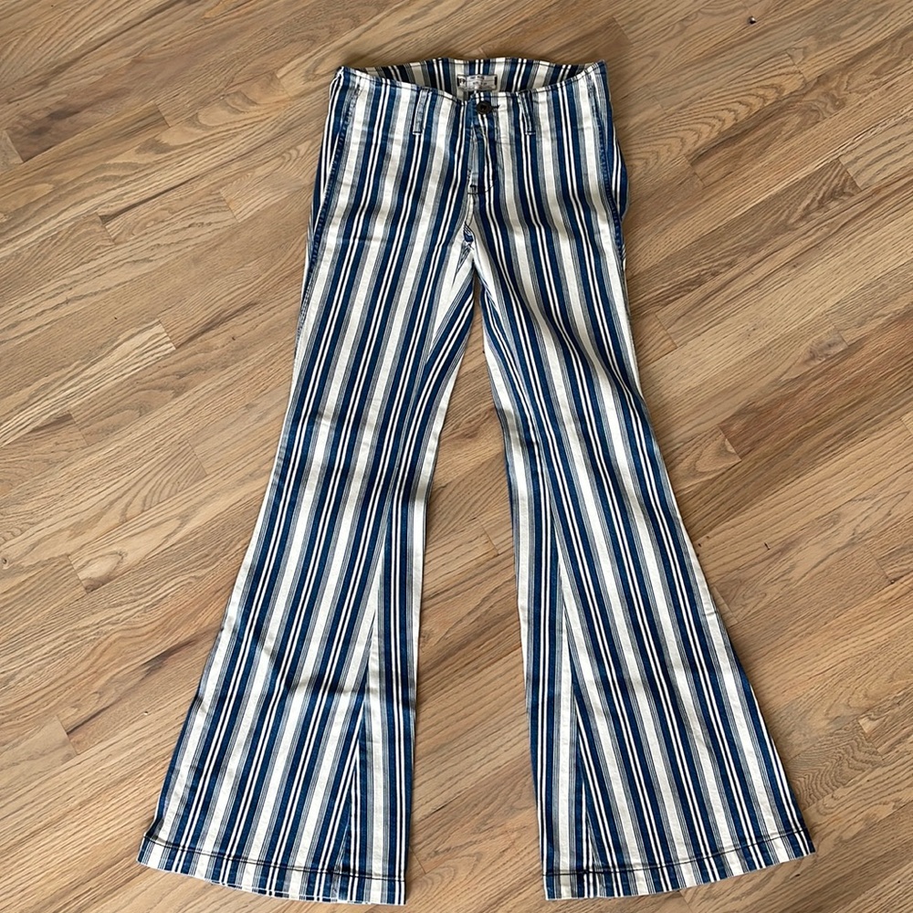 Free People blue-stripe Flare Jeans